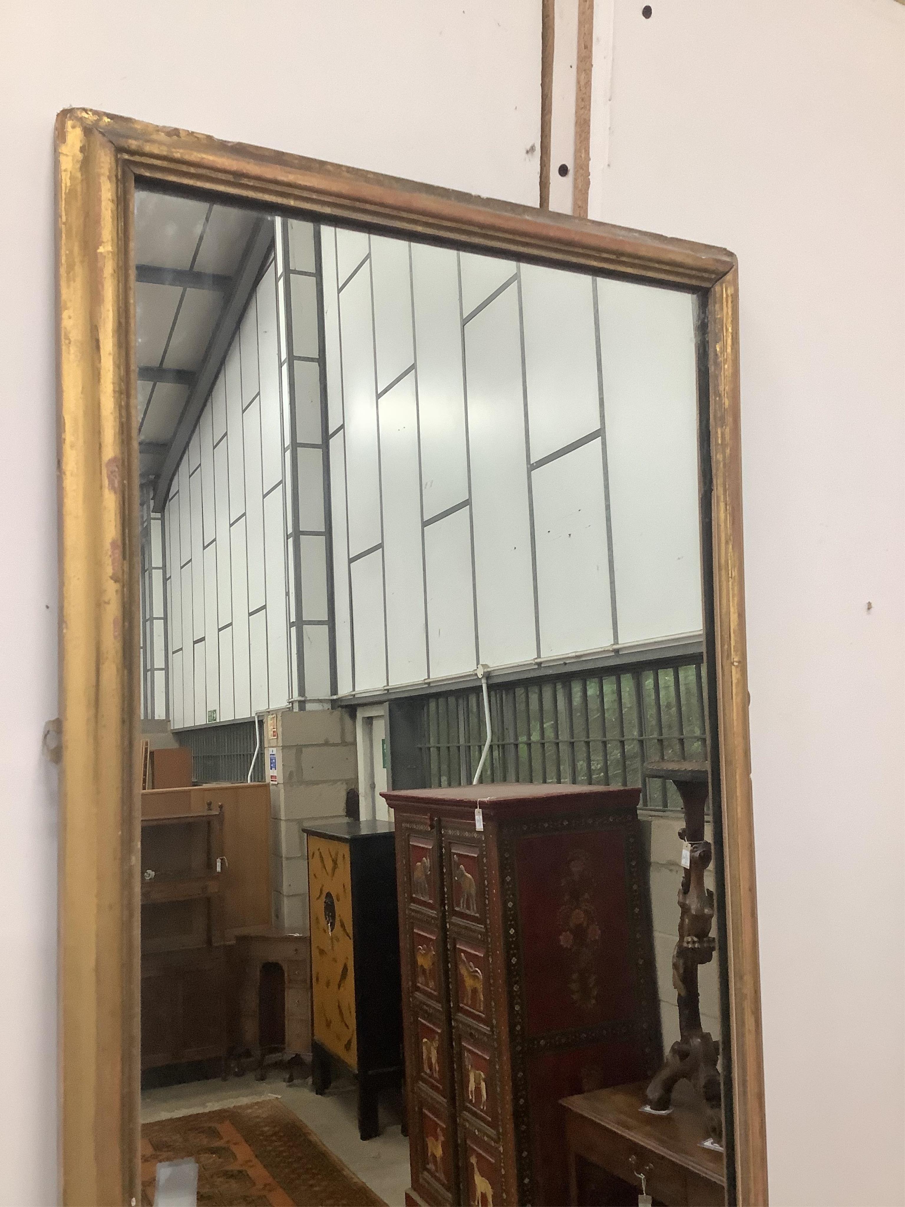 A Victorian rectangular giltwood robing mirror, width 46cm, height 216cm. Condition - fair